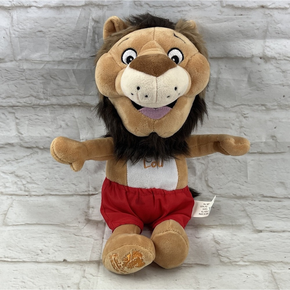 Kalahari Plush 12" Lou The Lion Stuffed Animal Vacation Souvenir in Swim Trunks
